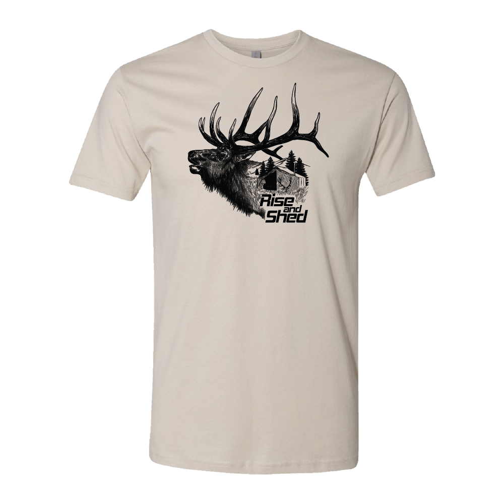 Badlands Line Elk Tee - Blueprint Style Hunting T-Shirt, 60/40 Cotton/Poly Blend, Casual Outdoor Shirt