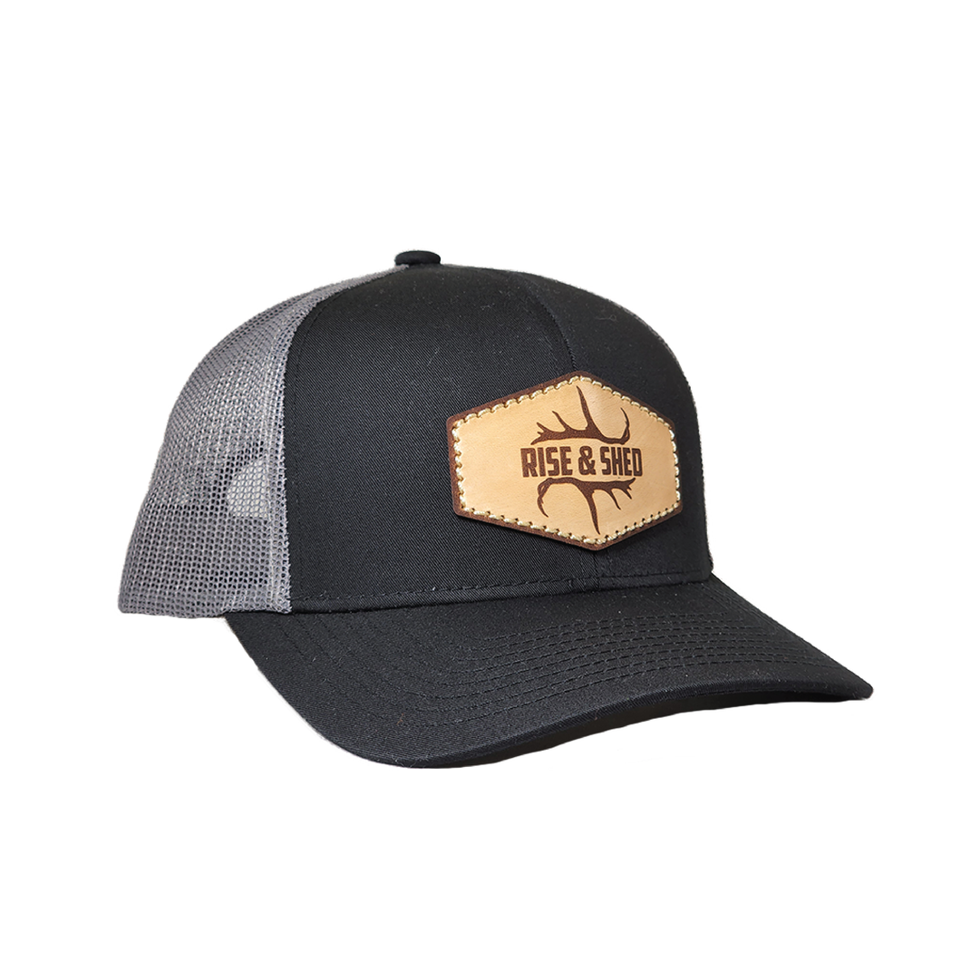 Leather Shed Patch black bent brim